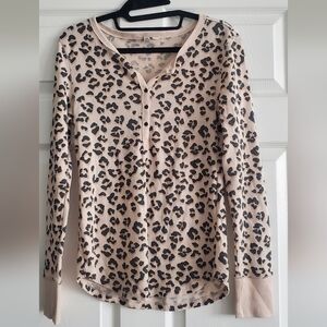 Lucky Brand Animal Print Long Sleeve Top Size M